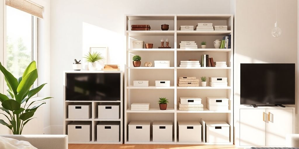 Organiserat hem med ljusa IKEA möbler och smart förvaring.